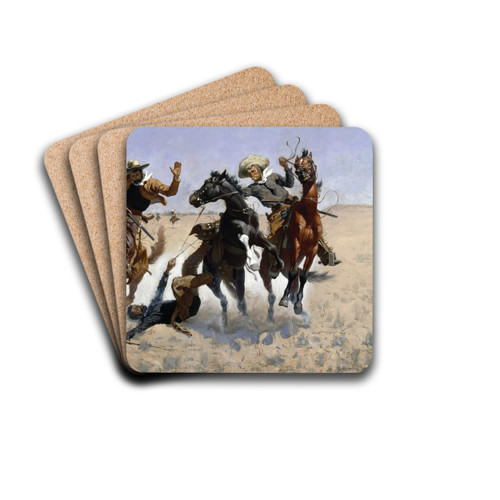 Aiding a Comrade by Frederic Remington Drink Coasters - set of 4