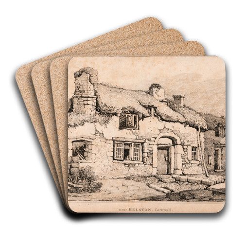 Near Helston, Cornwall by Samuel Prout Art Drink Coaster set