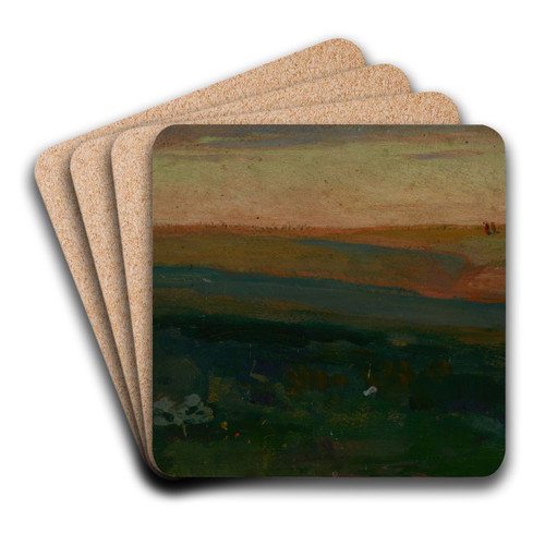 Green Steppe in the Ukraine by Jan Stanislawski Art Drink Coaster set