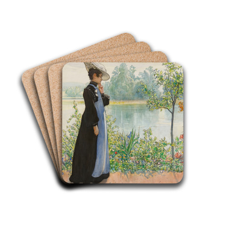 Karin By The Shore by Carl Larsson Drink Coasters - set of 4