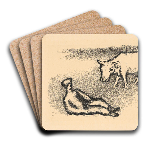 Cowherd by Mikul Galanda Art Drink Coaster set Cowherd by Mikul Galanda Art Drink Coaster set