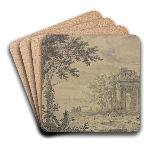 Landschaft mit einem Triumphbogen by Jan van Huysum Art Drink Coaster set