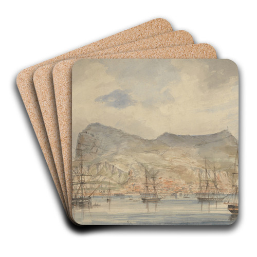 View of Gibraltar by Charles Dyce Art Drink Coaster set