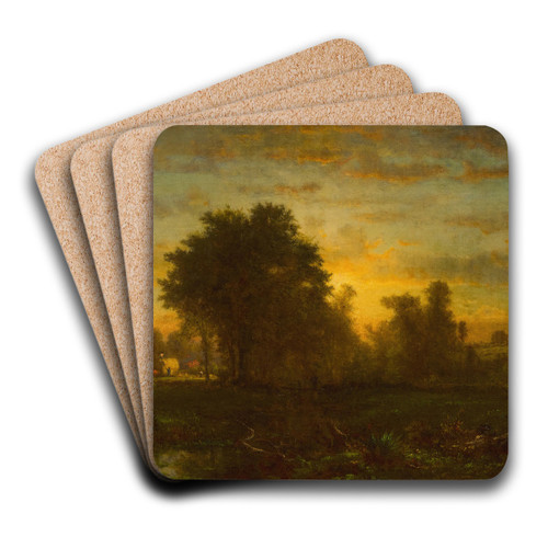 Farm at Sundown by George Inness Art Drink Coaster set