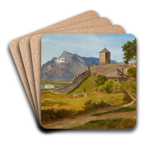 Das Militrwachthaus und der Josefsturm auf dem Salzburger Mnchsberg by Friedrich Loos Art Drink Coaster set