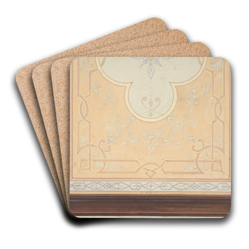 Design for the decoration of a ceiling with strapwork and rinceaux by Jules-Edmond-Charles Lachaise Art Drink Coaster set