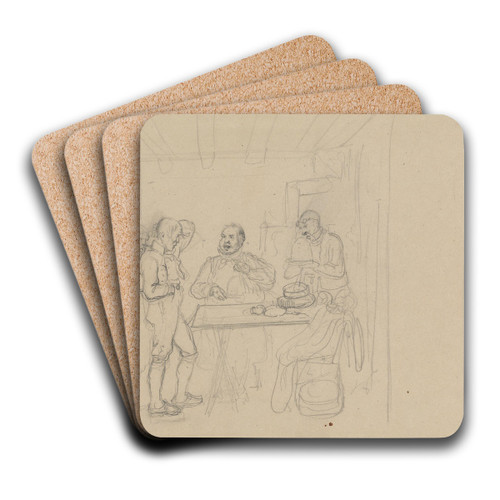 Fem figurer i interir by Adolph Tidemand Art Drink Coaster set