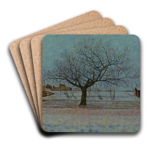 The Weeping Willow by Vilho Lampi Art Drink Coaster set