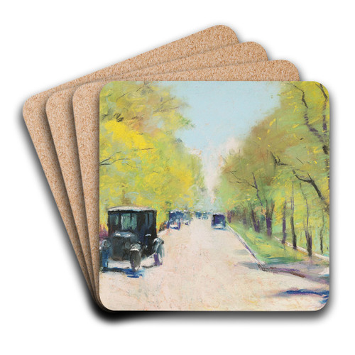 Hofjgerallee im Tiergarten, Berlin by Lesser Ury Art Drink Coaster set Hofjgerallee im Tiergarten, Berlin by Lesser Ury Art Drink Coaster set