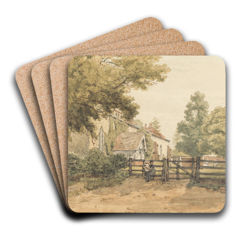 Aldenham Church by William Henry Hunt Art Drink Coaster set