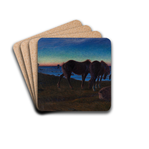 Grazing by the Shore by Nils Kreuger Drink Coasters - set of 4 Grazing by the Shore by Nils Kreuger Drink Coasters - set of 4