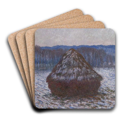 Stack of Wheat by Claude Monet Art Drink Coaster set