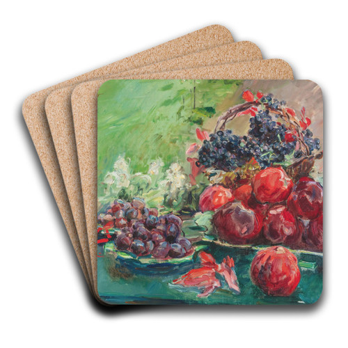 Still life with apples, grapes, and plums. by Max Slevogt Art Drink Coaster set