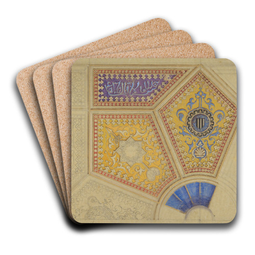 Design for the painted decoration of a coffered ceiling by Jules-Edmond-Charles Lachaise Art Drink Coaster set