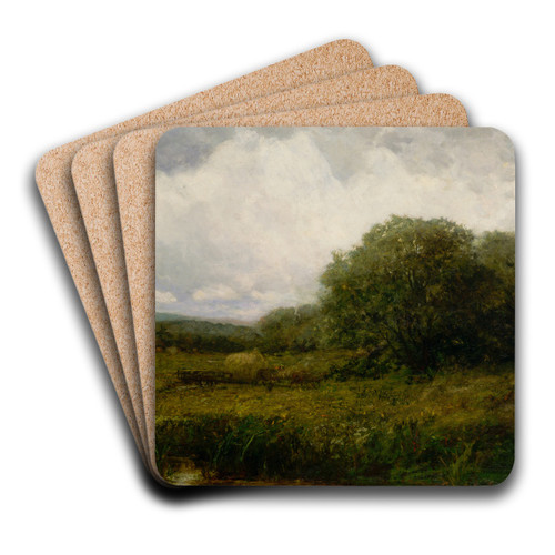 Untitled (landscape with oxen and haycart crossing bridge) by Edward Mitchell Bannister Art Drink Coaster set