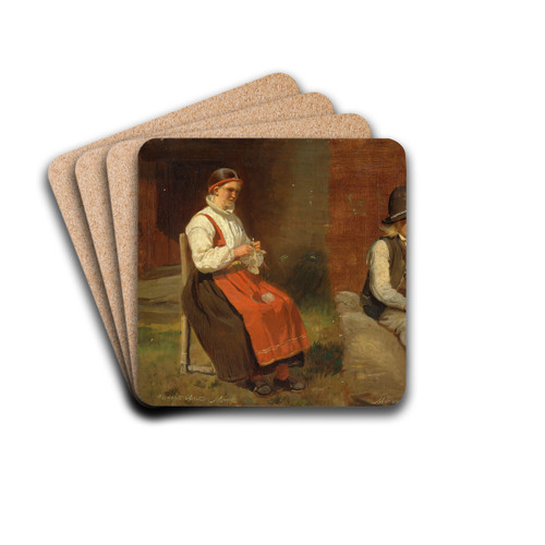Figur Studies from Mora in Sweden by Adolph Tidemand Drink Coasters - set of 4