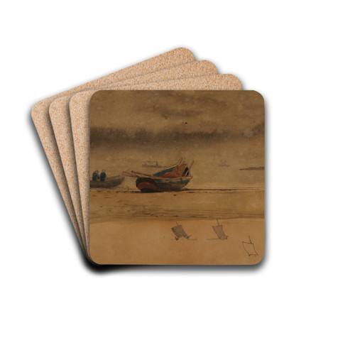 Stern View of Two Rowboats, England by Winslow Homer Drink Coasters - set of 4 Stern View of Two Rowboats, England by Winslow Homer Drink Coasters - set of 4