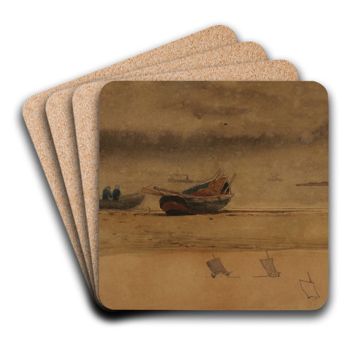 Stern View of Two Rowboats, England by Winslow Homer Art Drink Coaster set Stern View of Two Rowboats, England by Winslow Homer Art Drink Coaster set