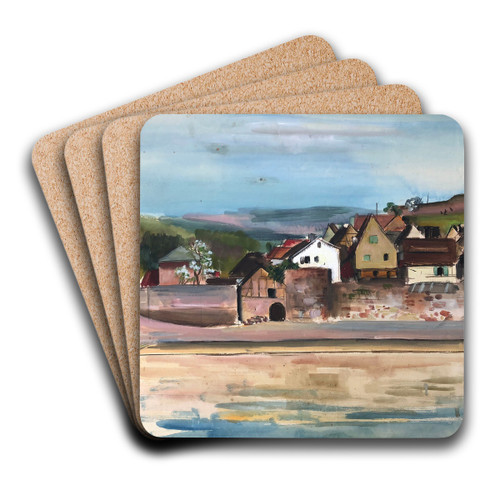 Hirschhorn am Neckar by Otto Geigenberger Art Drink Coaster set
