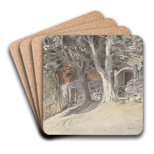Hagestad prestegrd, Ulvik i Hardanger by Adolph Tidemand Art Drink Coaster set Hagestad prestegrd, Ulvik i Hardanger by Adolph Tidemand Art Drink Coaster set