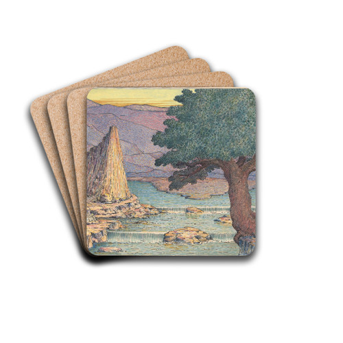 River Landscape with Rapids by Herbert Crowley Drink Coasters - set of 4