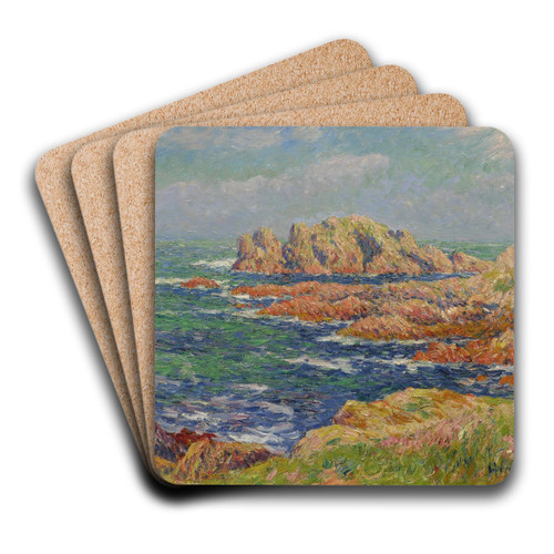 Les Rochers  Quessant by Henry Moret Art Drink Coaster set Les Rochers  Quessant by Henry Moret Art Drink Coaster set