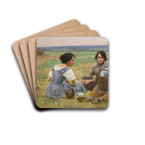 Lunch Break in the Fields by Charles Sprague Pearce Drink Coasters - set of 4 Lunch Break in the Fields by Charles Sprague Pearce Drink Coasters - set of 4