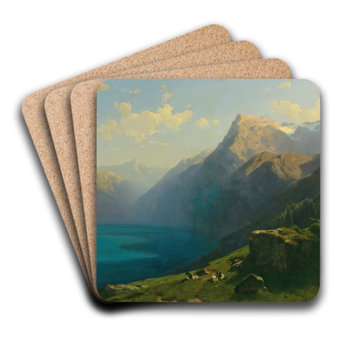 View Of Lake Lucerne From Seelisberg by Alexandre Calame Art Drink Coaster set