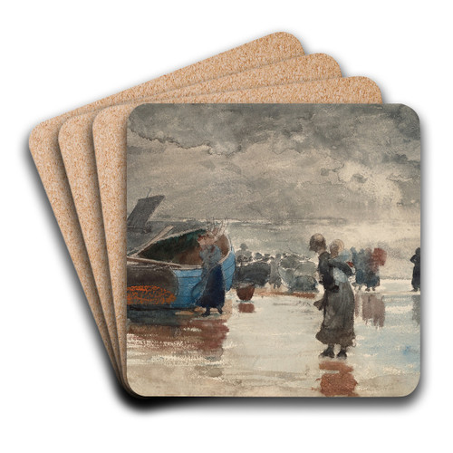 On the Sands by Winslow Homer Art Drink Coaster set