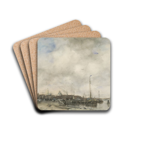 Gezicht op een stad by Jacob Maris Drink Coasters - set of 4 Gezicht op een stad by Jacob Maris Drink Coasters - set of 4