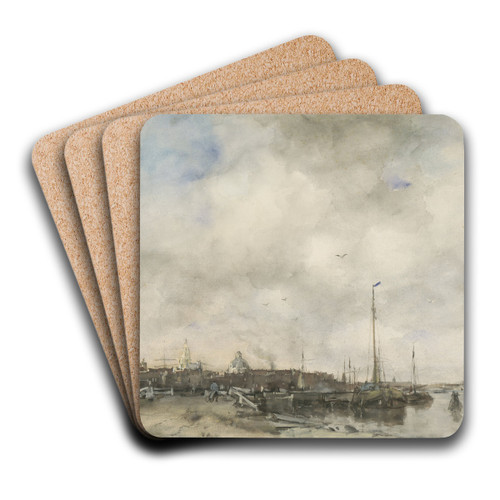 Gezicht op een stad by Jacob Maris Art Drink Coaster set Gezicht op een stad by Jacob Maris Art Drink Coaster set