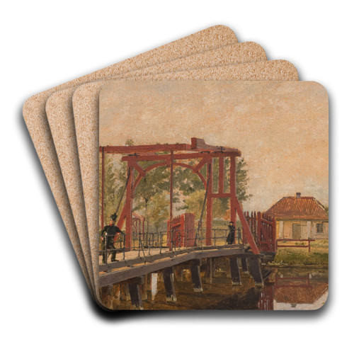 The Northern Drawbridge to the Citadel in Copenhagen by Christen Kbke Art Drink Coaster set