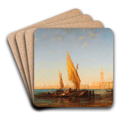 Venice; a Scene with Boats by Flix Ziem Art Drink Coaster set