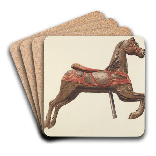 Carousel horse by Mildred E. Bent Art Drink Coaster set