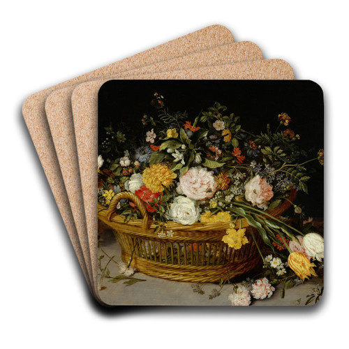 A Basket of Flowers by Jan Brueghel the Younger Art Drink Coaster set