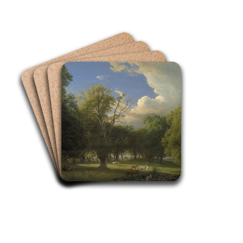Summer Afternoon with a Passing Shower. The Deer Park in Jgersborg North of Copenhagen by P. C. Skovgaard Drink Coasters - set of 4