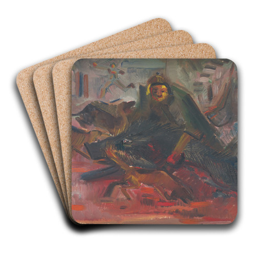 Boar Hunt by Arnold Peter Weisz-Kubnan Art Drink Coaster set