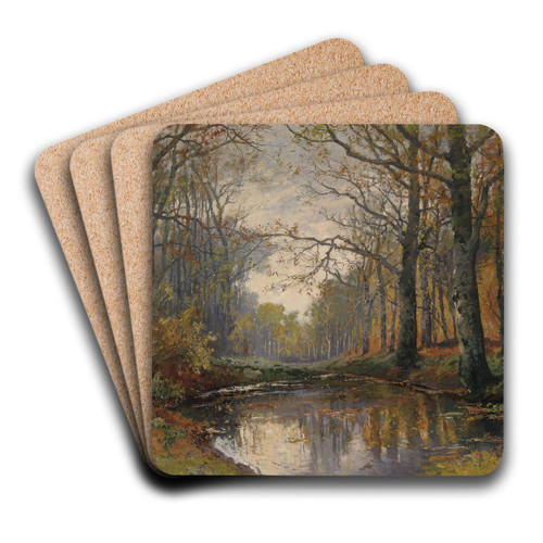 Herbstliche Waldlandschaft by Karl Vikas Art Drink Coaster set