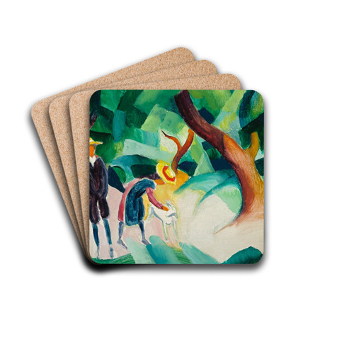 Children with a Goat by August Macke Drink Coasters - set of 4