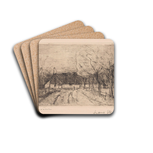 Landscape with a Farm by Frans Hens Drink Coasters - set of 4