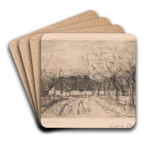 Landscape with a Farm by Frans Hens Art Drink Coaster set