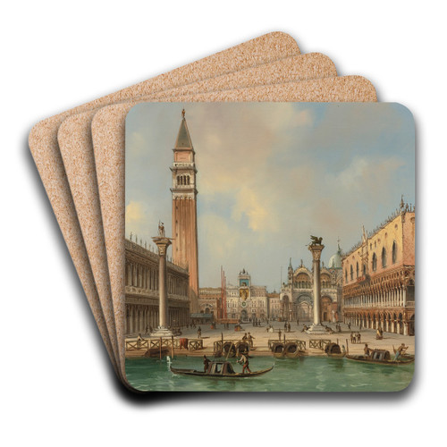 View Of The Piazzetta Di San Marco, Venice by Carlo Grubacs Art Drink Coaster set