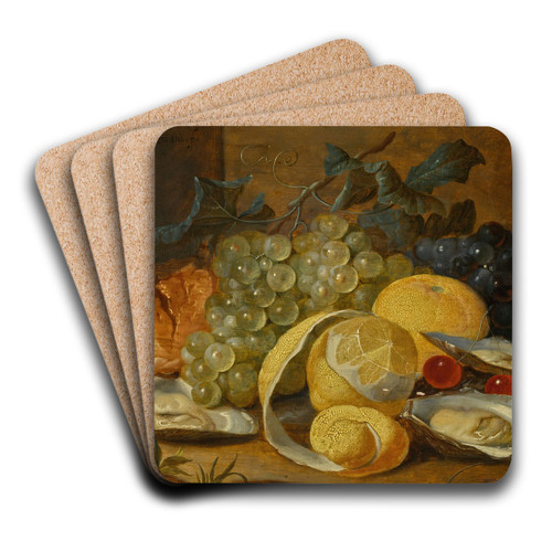 Still life with lemons, oysters and cherries by Alexander Coosemans Art Drink Coaster set