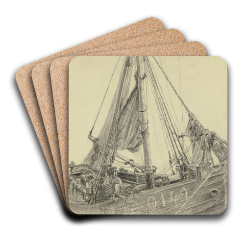 Fishing boat by Friedrich Ernst Morgenstern Art Drink Coaster set