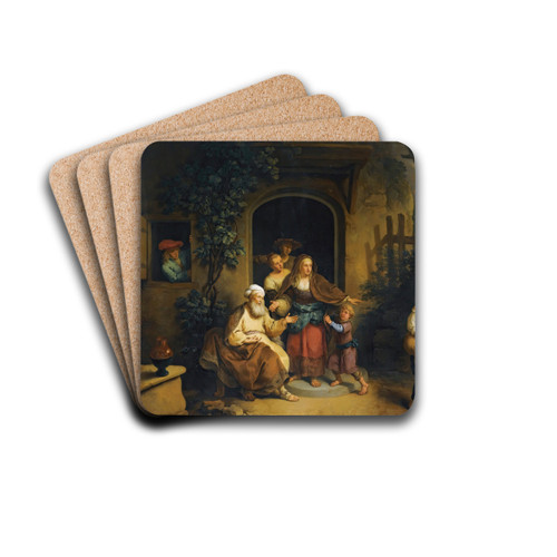 Abraham Expelling Hagar by Christian Wilhelm Ernst Dietrich Drink Coasters - set of 4 Abraham Expelling Hagar by Christian Wilhelm Ernst Dietrich Drink Coasters - set of 4