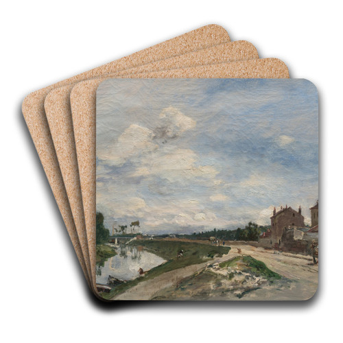 The Seine at Bas-Meudon by Johan Barthold Jongkind Art Drink Coaster set