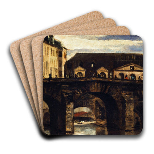 Le Petit Pont et le pont Saint-Charles by Louis-Godefroy Jadin Art Drink Coaster set Le Petit Pont et le pont Saint-Charles by Louis-Godefroy Jadin Art Drink Coaster set