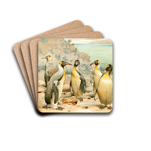 Giant Penguins by Wilhelm Kuhnert Drink Coasters - set of 4 Giant Penguins by Wilhelm Kuhnert Drink Coasters - set of 4