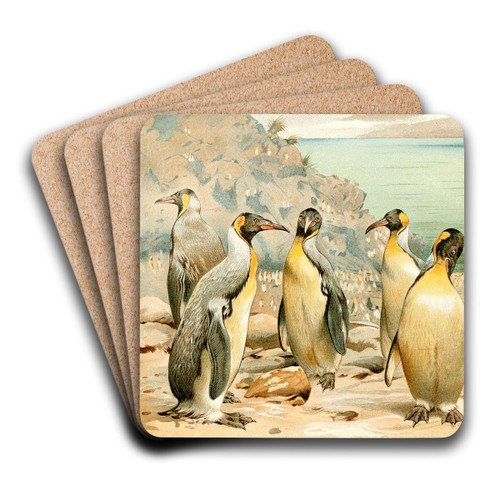 Giant Penguins by Wilhelm Kuhnert Art Drink Coaster set Giant Penguins by Wilhelm Kuhnert Art Drink Coaster set