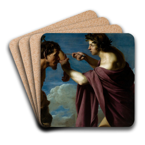 Apollo and Marsyas by Bartolomeo Manfredi Art Drink Coaster set